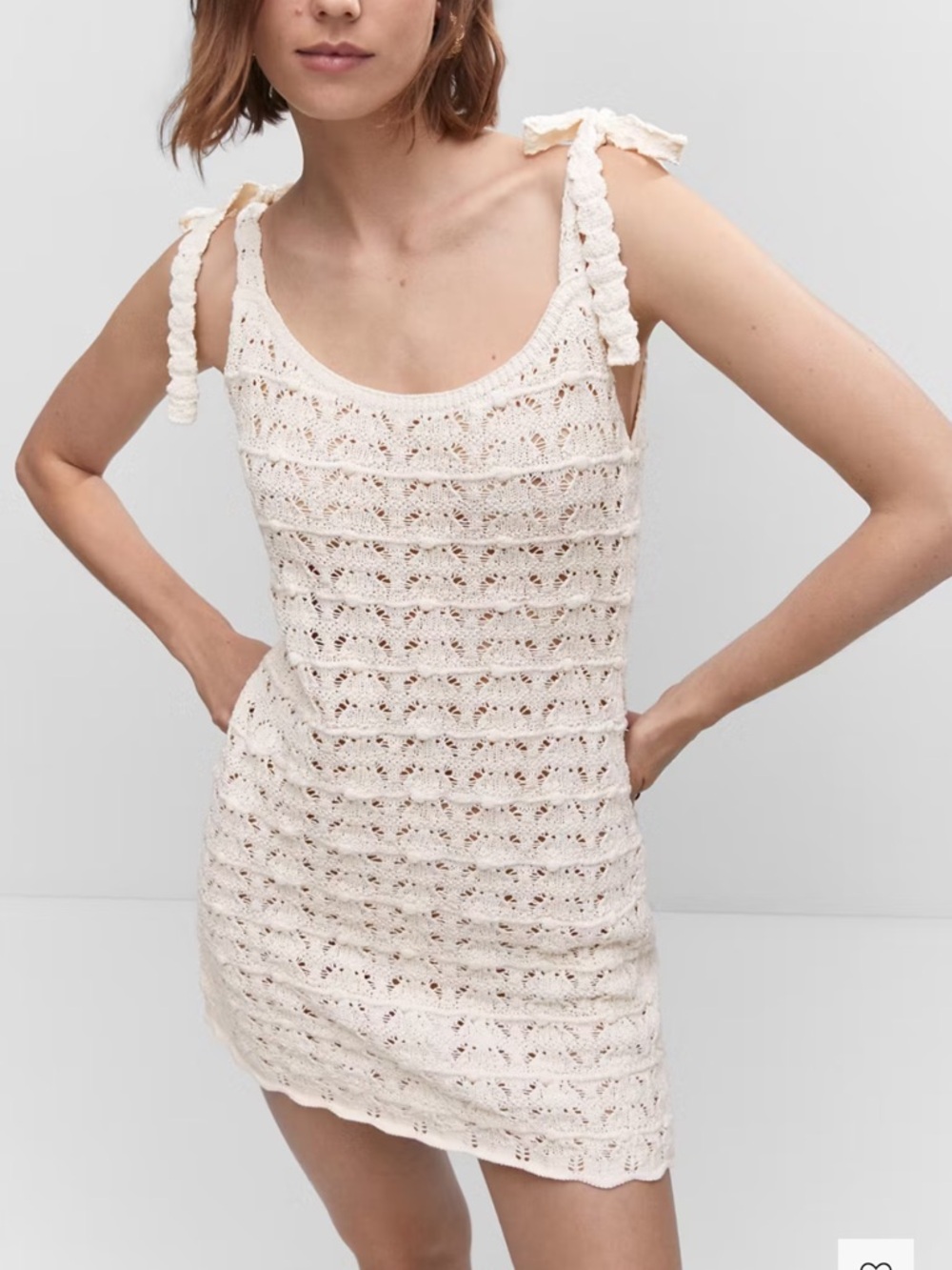 Mango Ecru Crochet Mini Dress